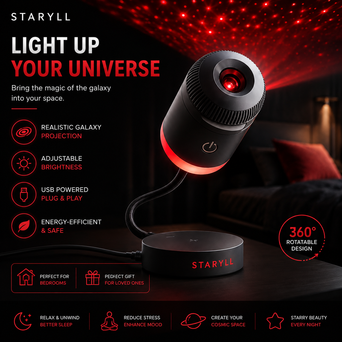 Galaxy Projection Lamp (White Colour)