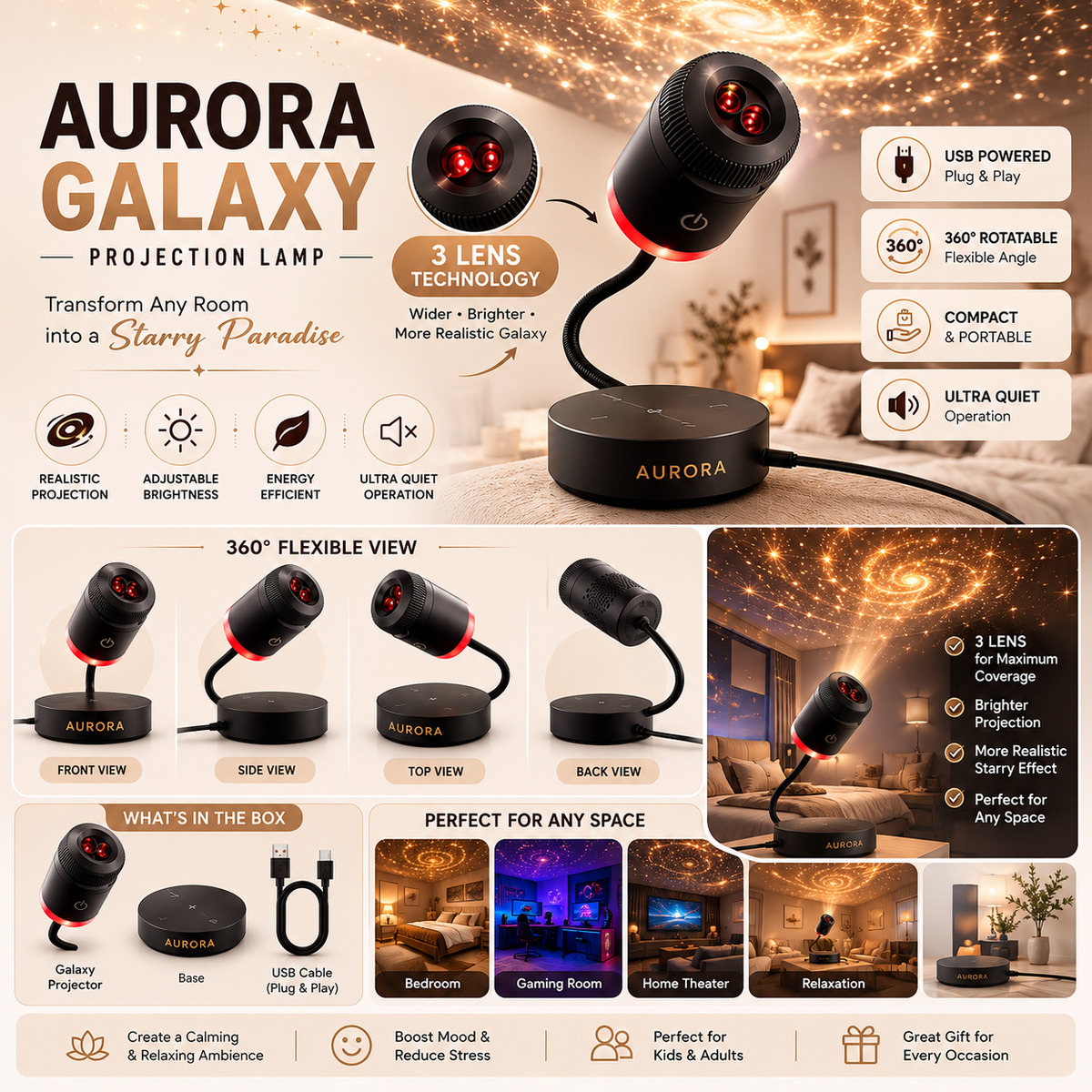Galaxy Projection Lamp (White Colour)
