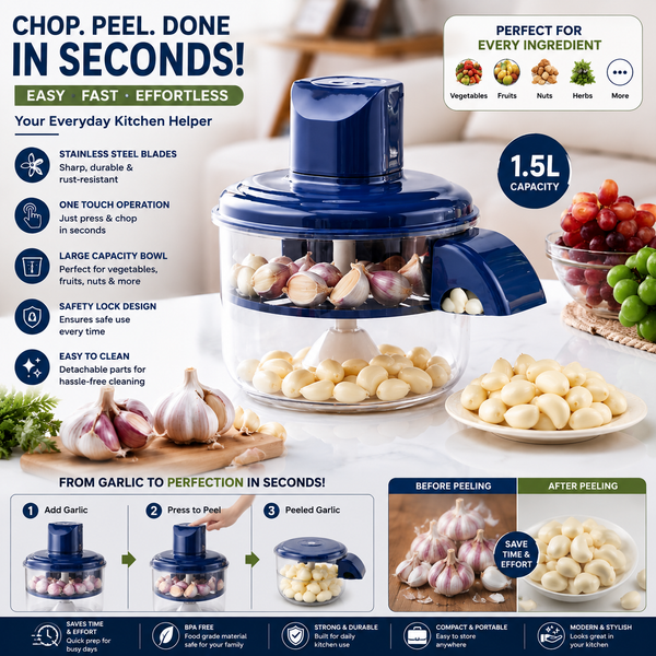 EasyPeel™ Electric Garlic & Grape Peeler – Automatic Kitchen Peeling Machine
