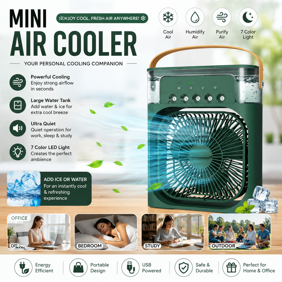 Mist Cooling Fan - Mini Air Cooler  | USA Quality