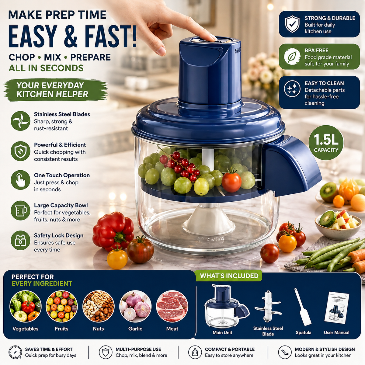 EasyPeel™ Electric Garlic & Grape Peeler – Automatic Kitchen Peeling Machine